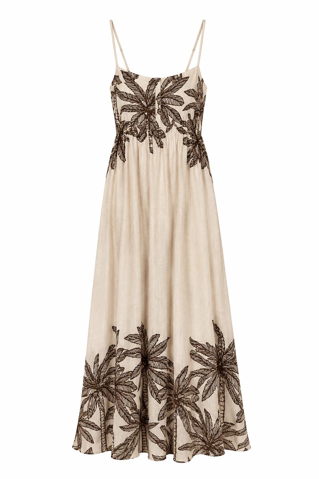 Abito con spalline in fantasia Beige e Marrone