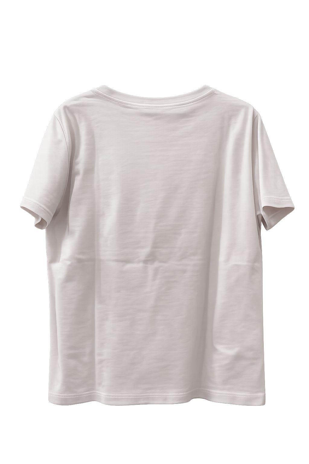 t-shirt beige con fiocchi di perline
