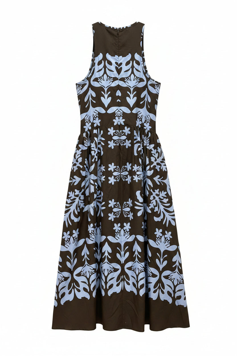 vestito fantasia marrone azzurro