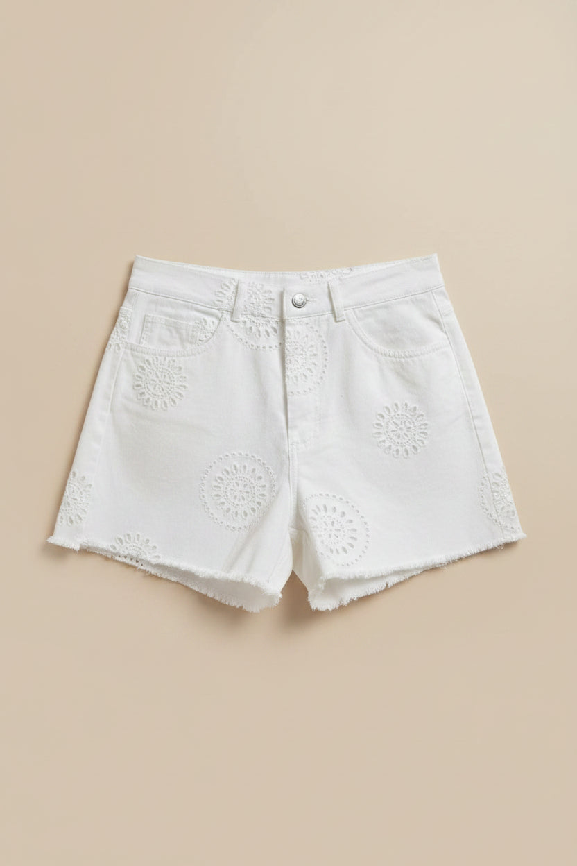 short denim ricamo