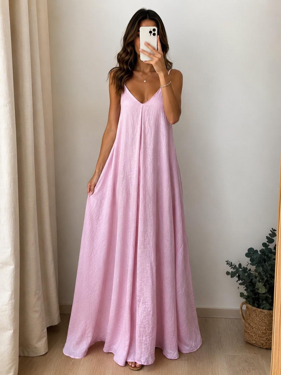 Vestito rosa spalline