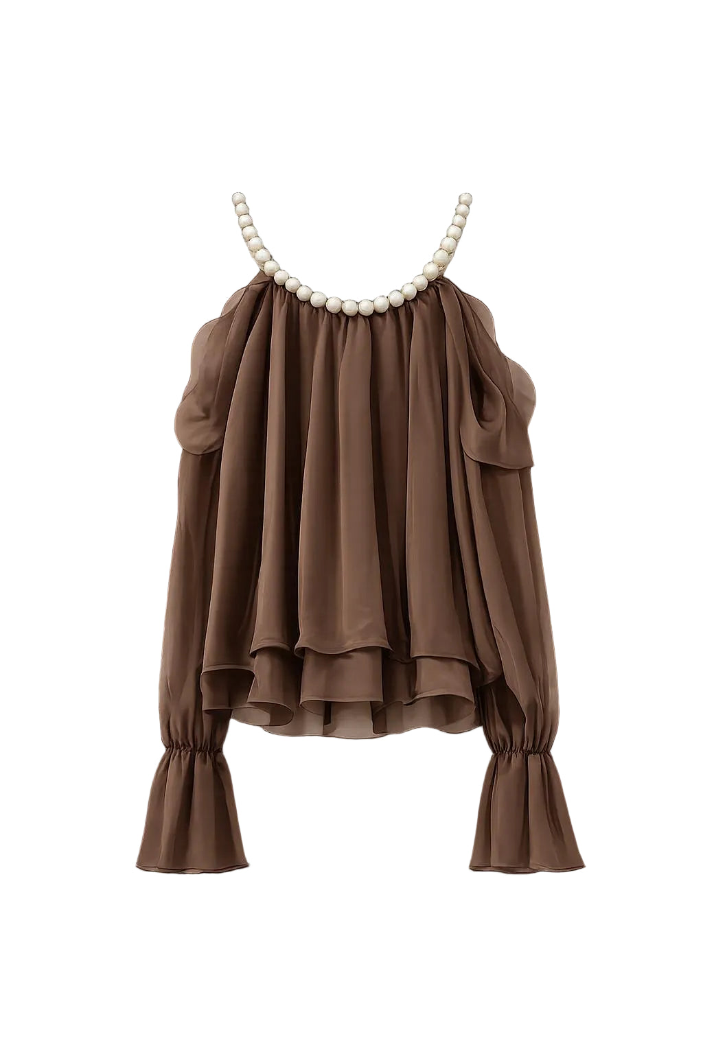 Camicetta con spalline perla marrone