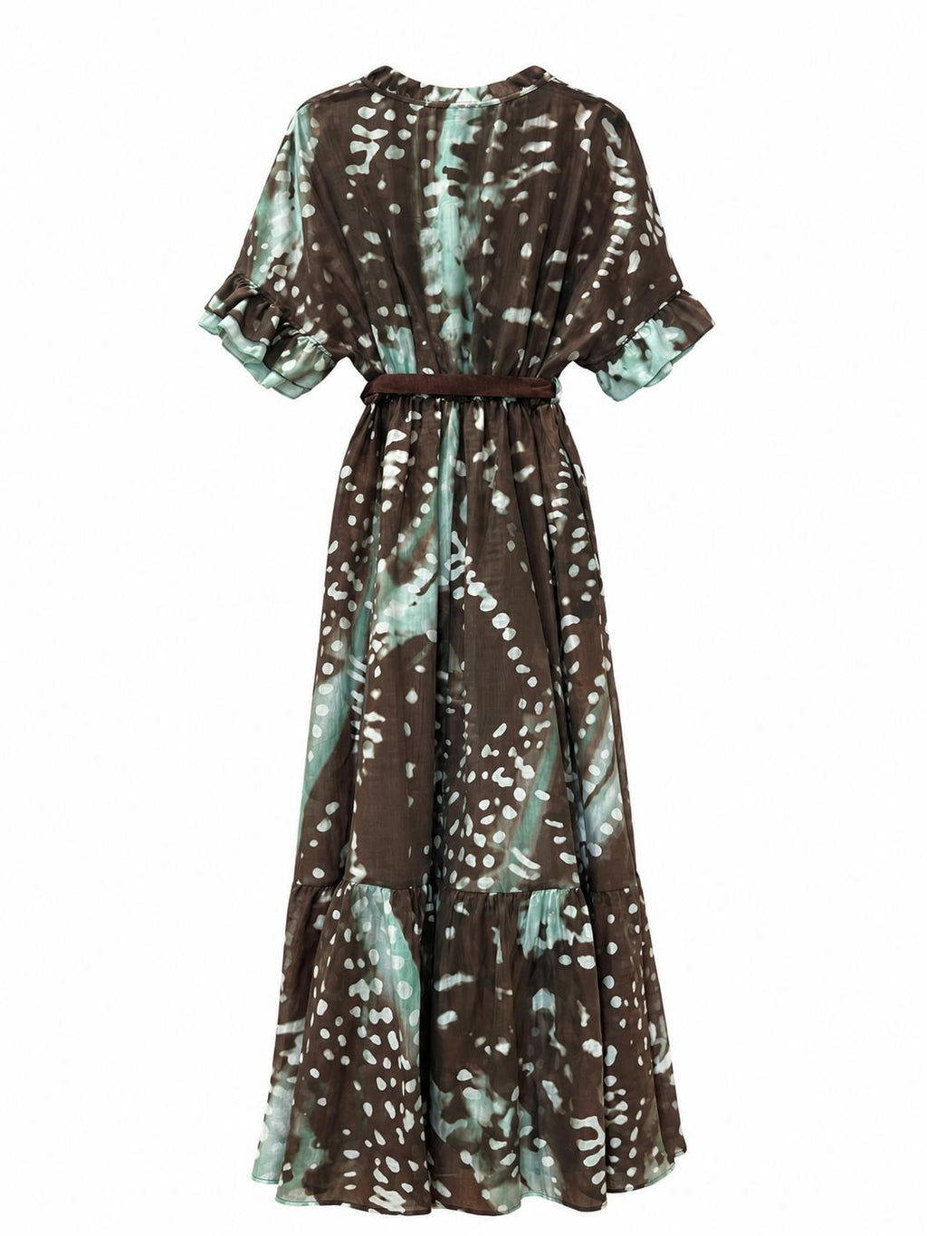 Vestito Lungo Marrone e verde acqua