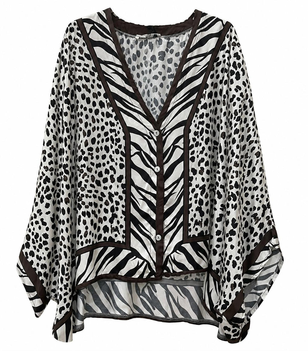 Blusa effetto Kimono animalier