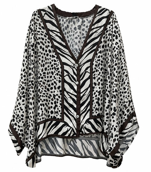 Blusa effetto Kimono animalier