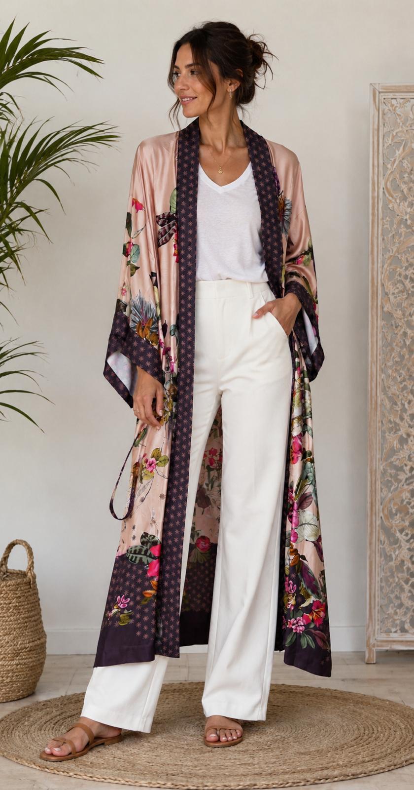 Kimono lungo in fantasia floreale