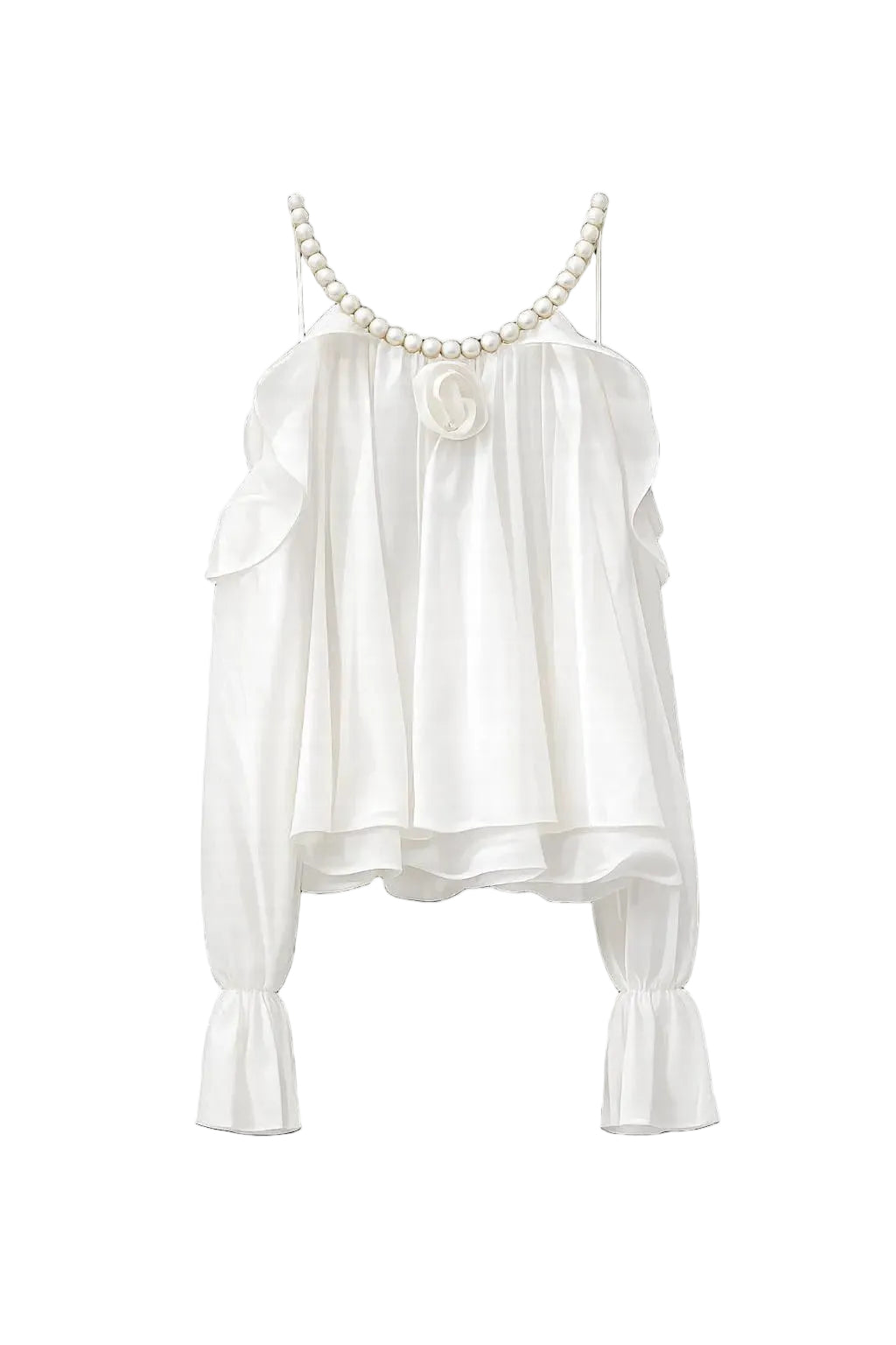 camicetta con spalline perla bianca