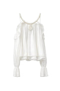 camicetta con spalline perla bianca