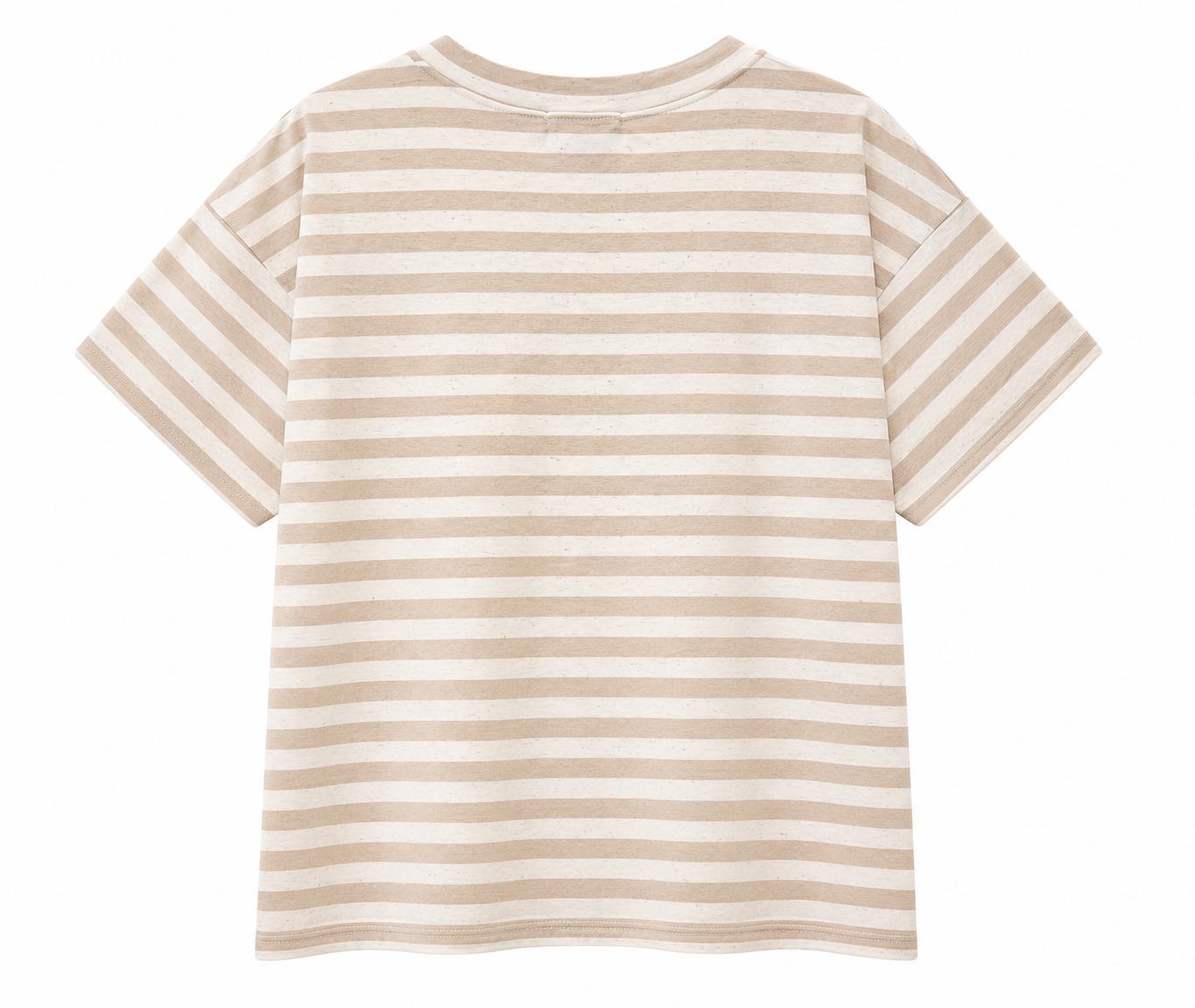 T-shirt a righe beige e burro