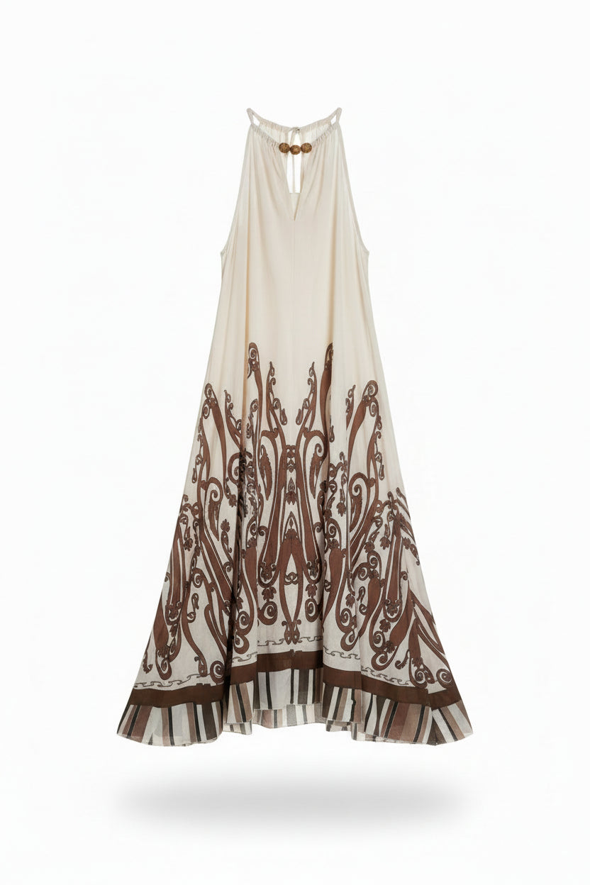 vestito beige fantasia