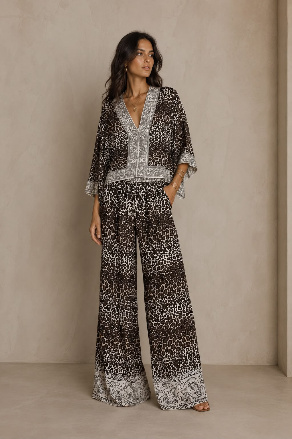 pantaloni wide leg LEO
