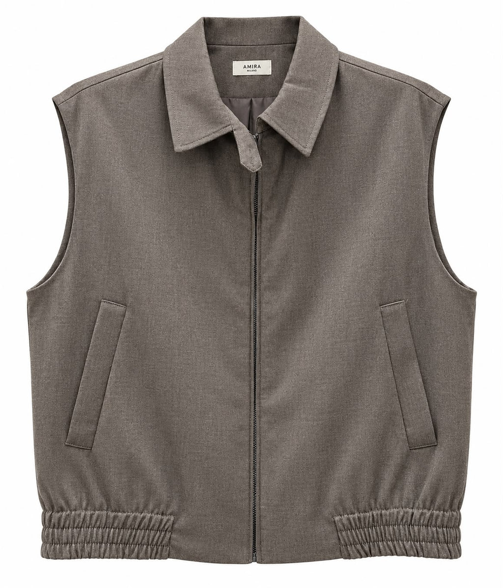 gilet in tessuto con zip