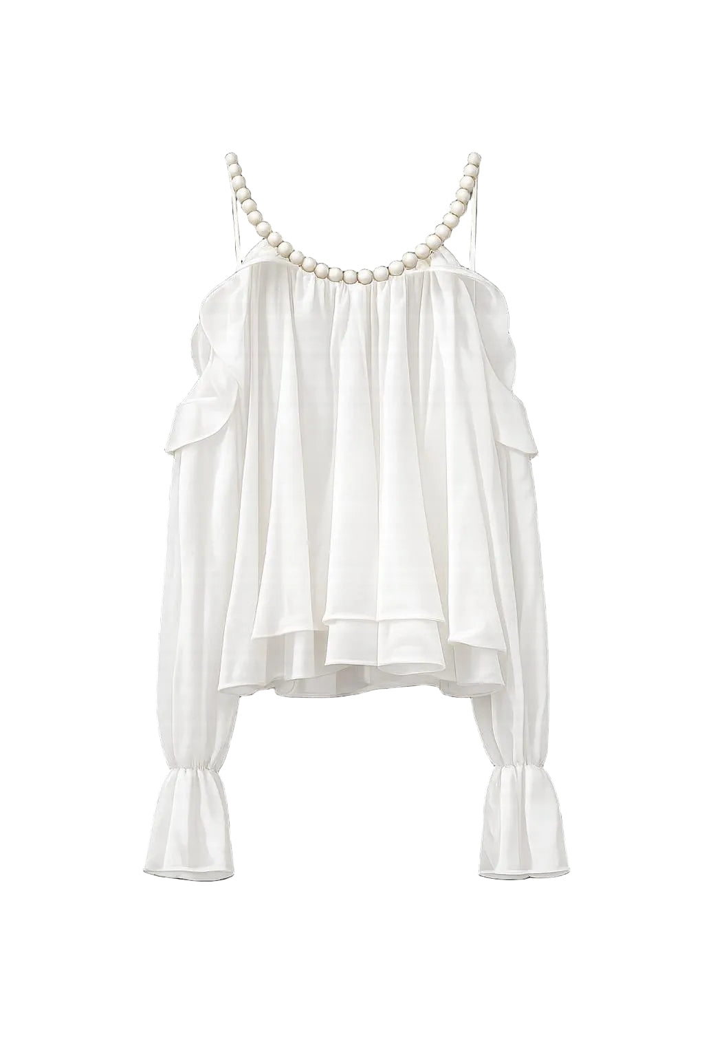 camicetta con spalline perla bianca