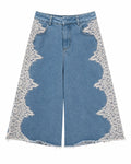 Bermuda in denim con pizzo