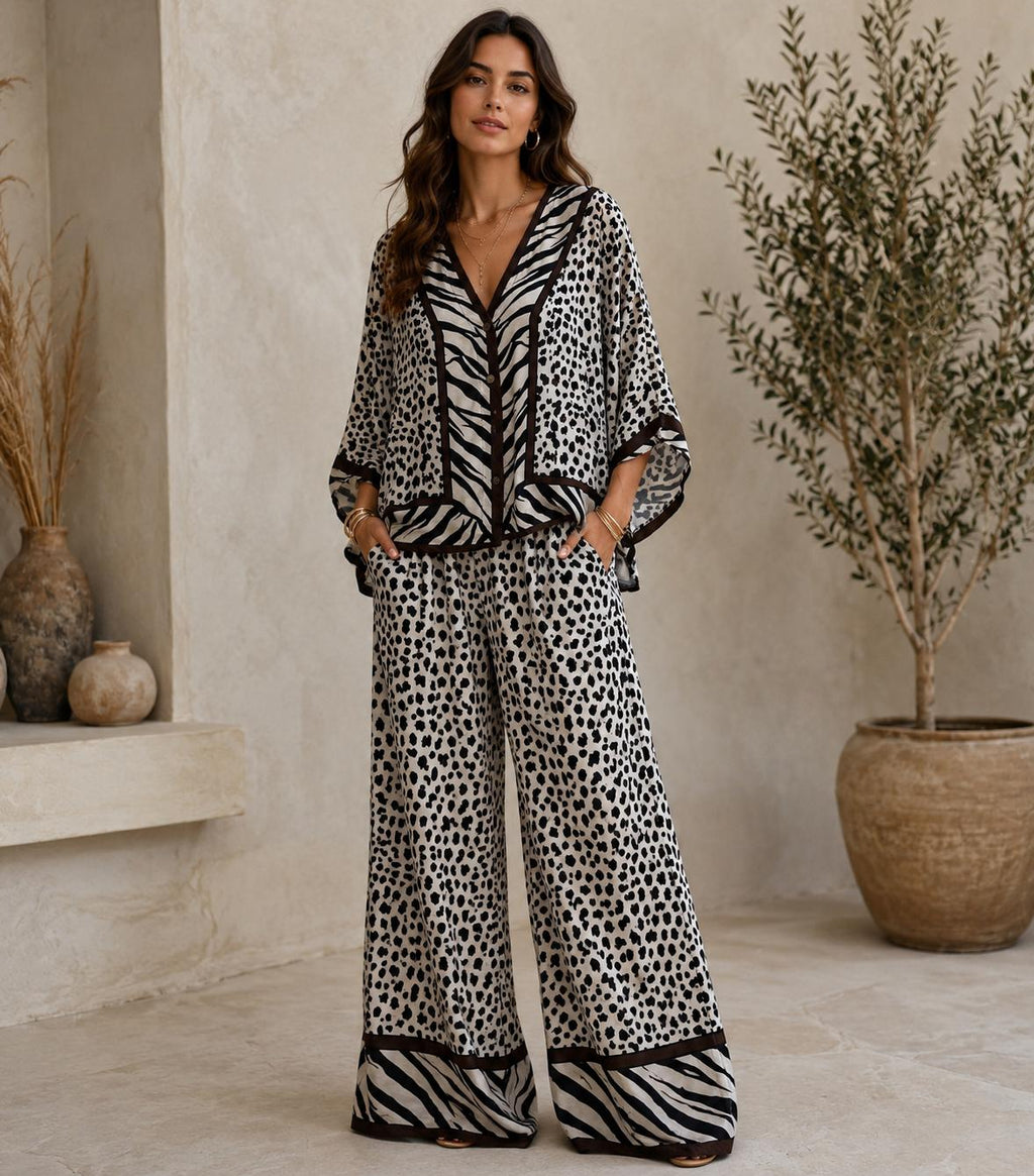 Pantaloni wide leg Animalier