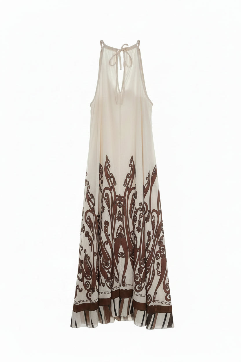 vestito beige fantasia