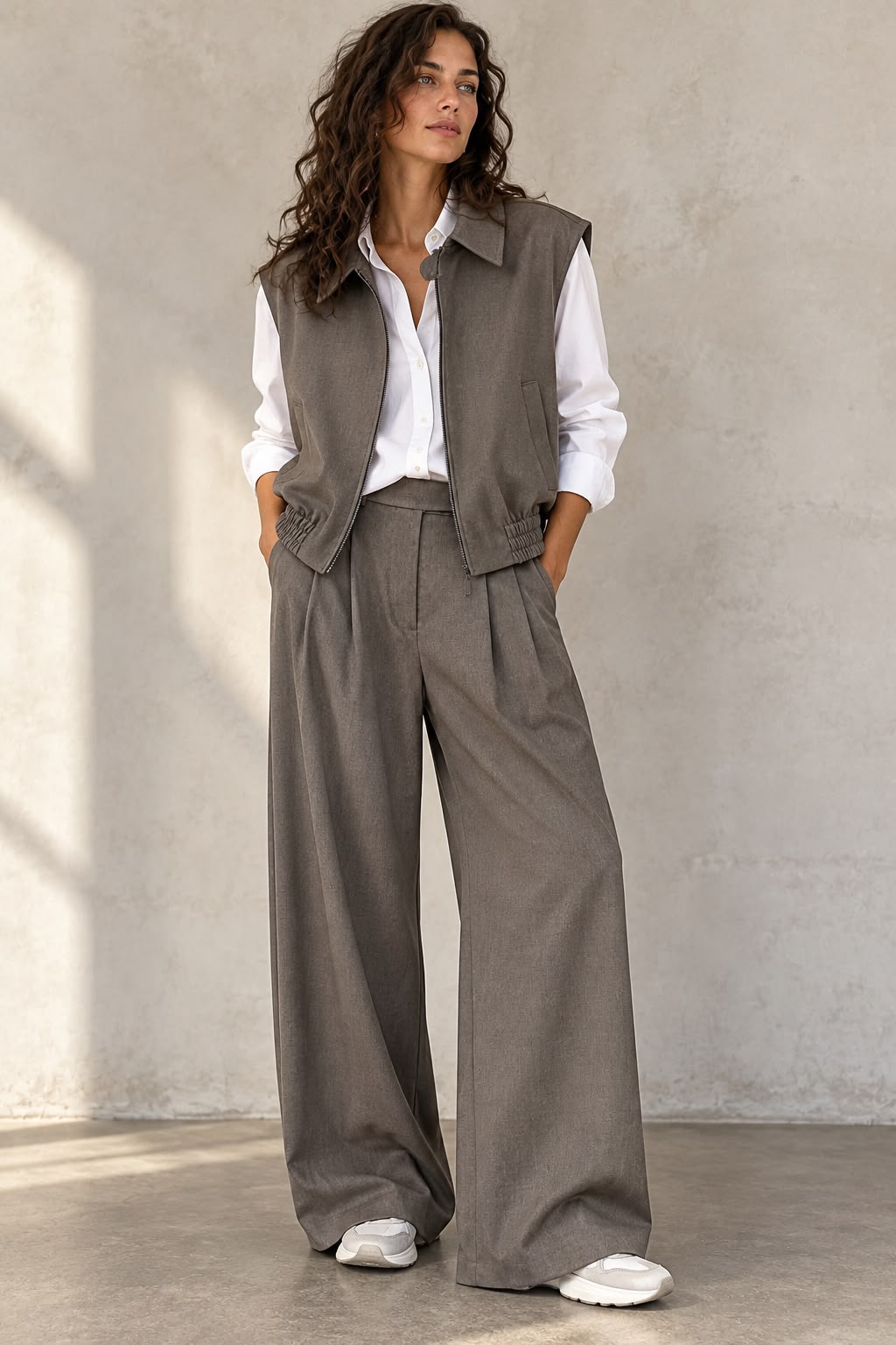 gilet in tessuto con zip