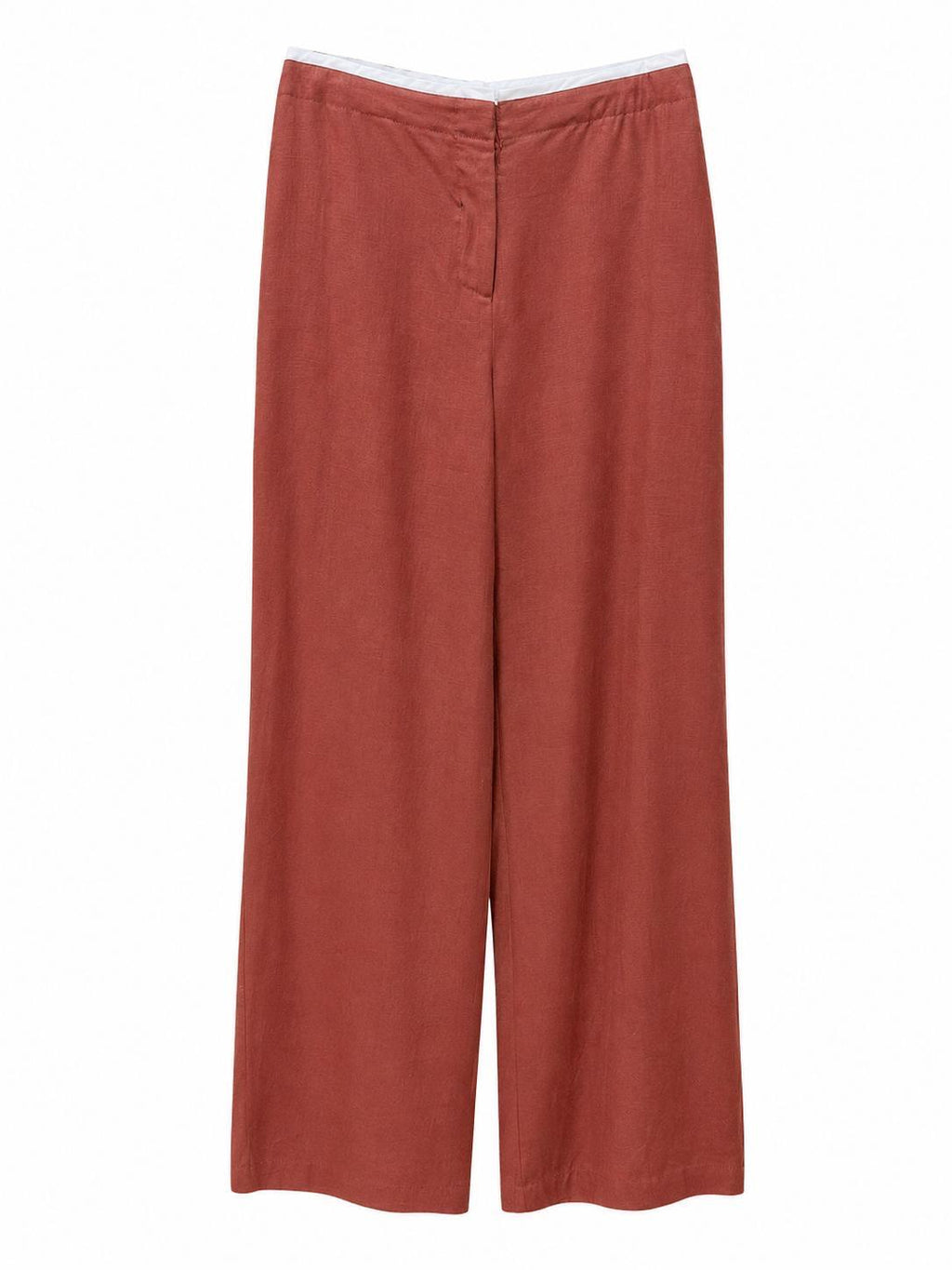 Pantaloni mattone effetto lino