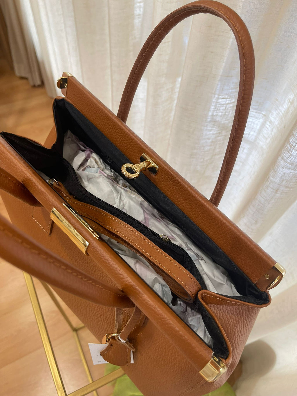 borsa strutturata Cognac