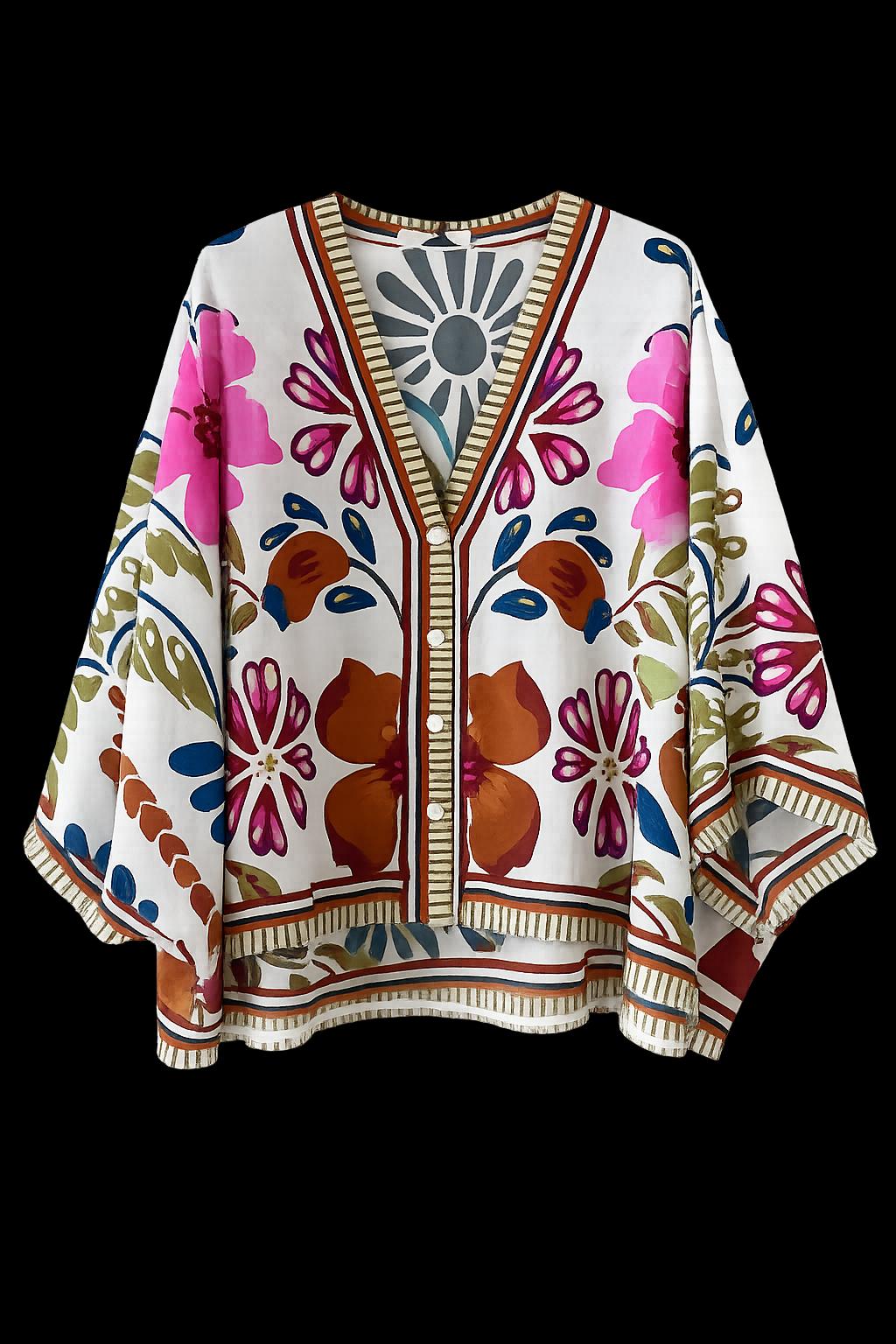 camicetta leggera in fantasia taglio Kimono