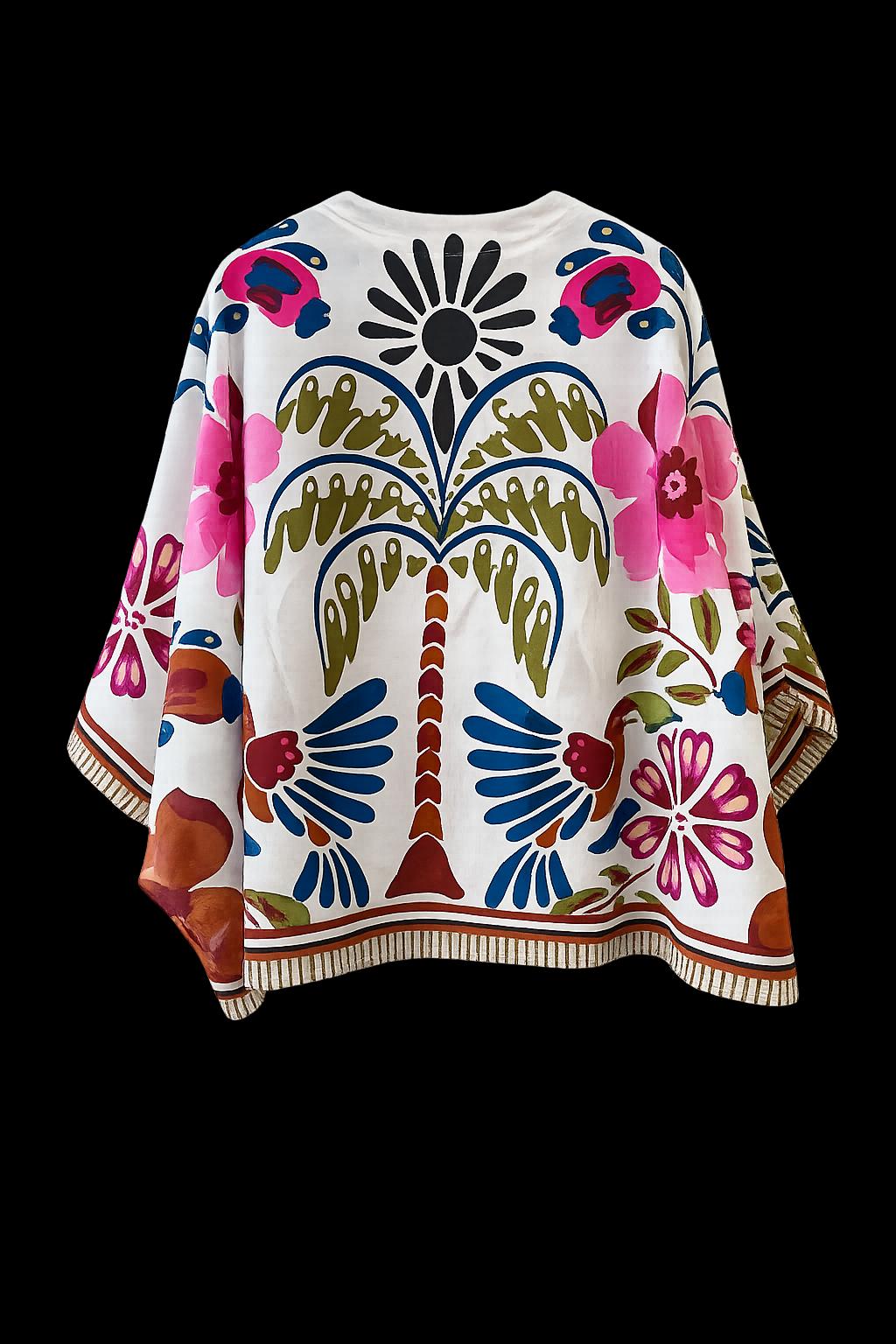 camicetta leggera in fantasia taglio Kimono