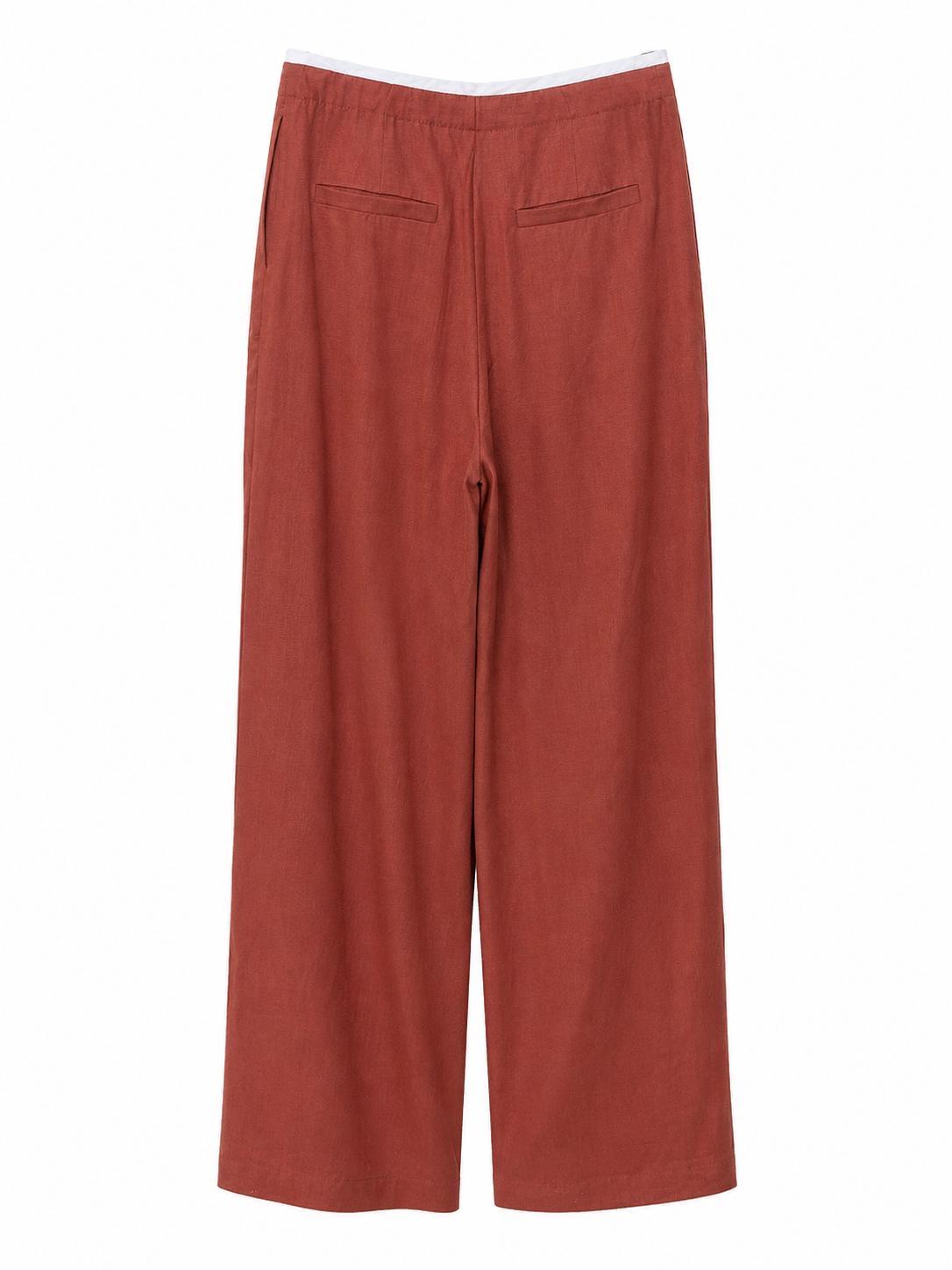 Pantaloni mattone effetto lino