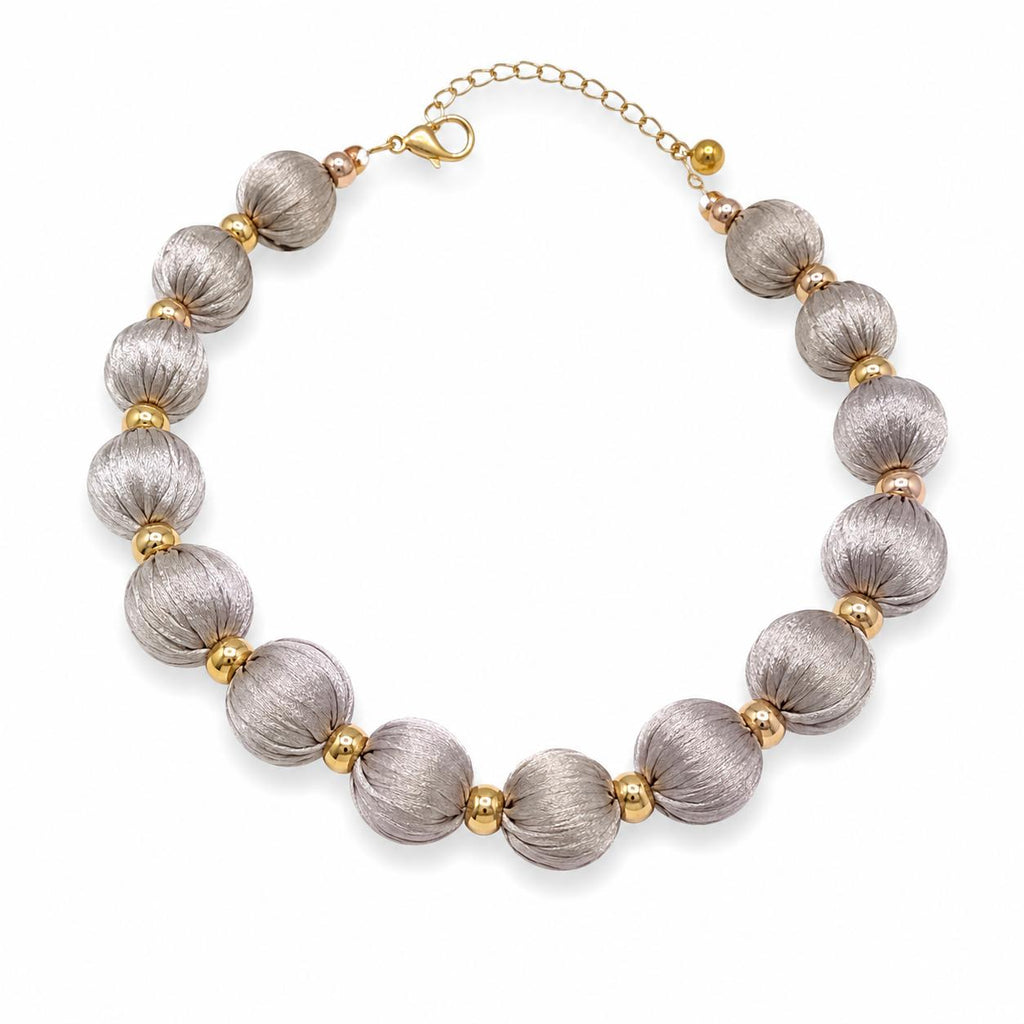 Collana girocollo con Perle rivestite in tessuto