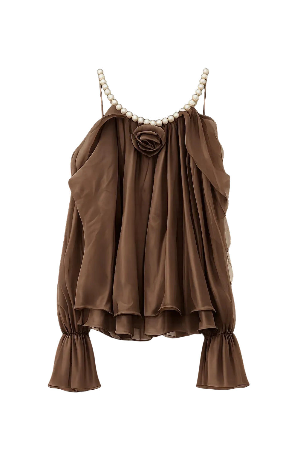 Camicetta con spalline perla marrone