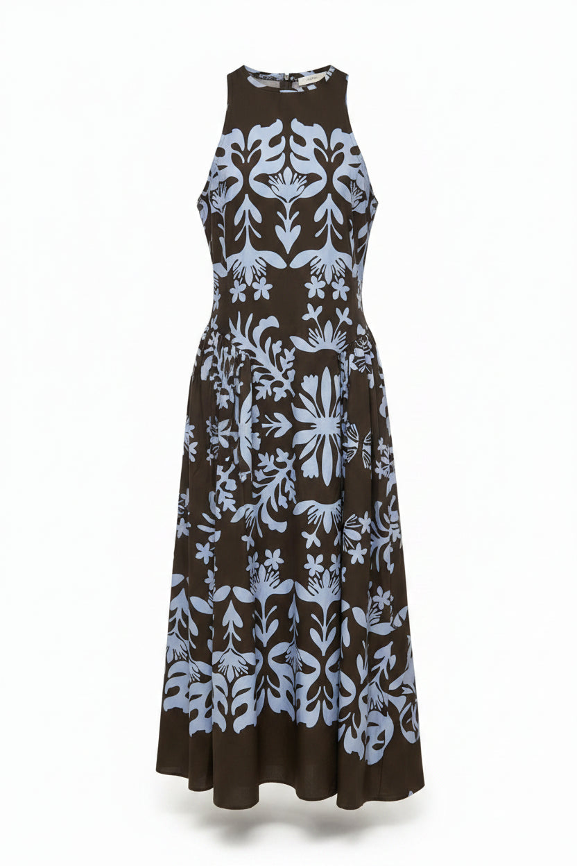 vestito fantasia marrone azzurro