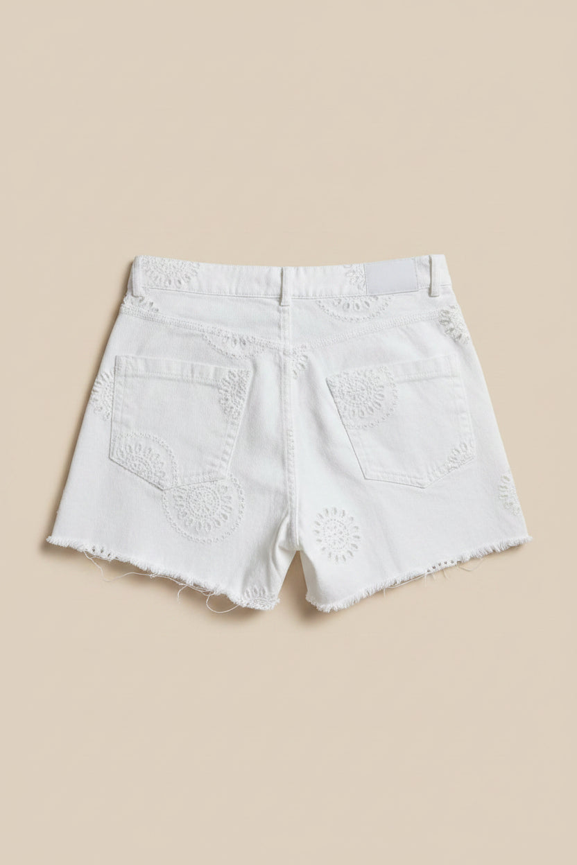 short denim ricamo