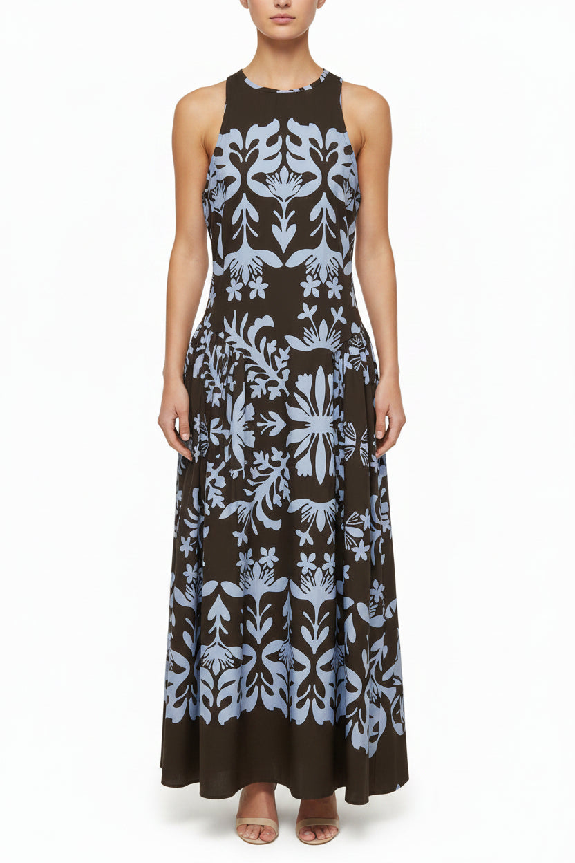 vestito fantasia marrone azzurro