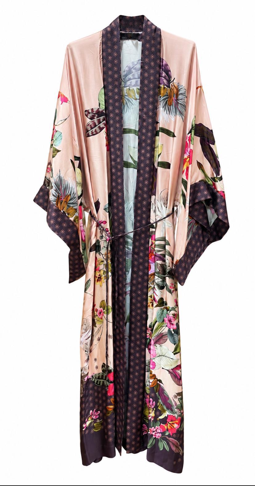 Kimono lungo in fantasia floreale