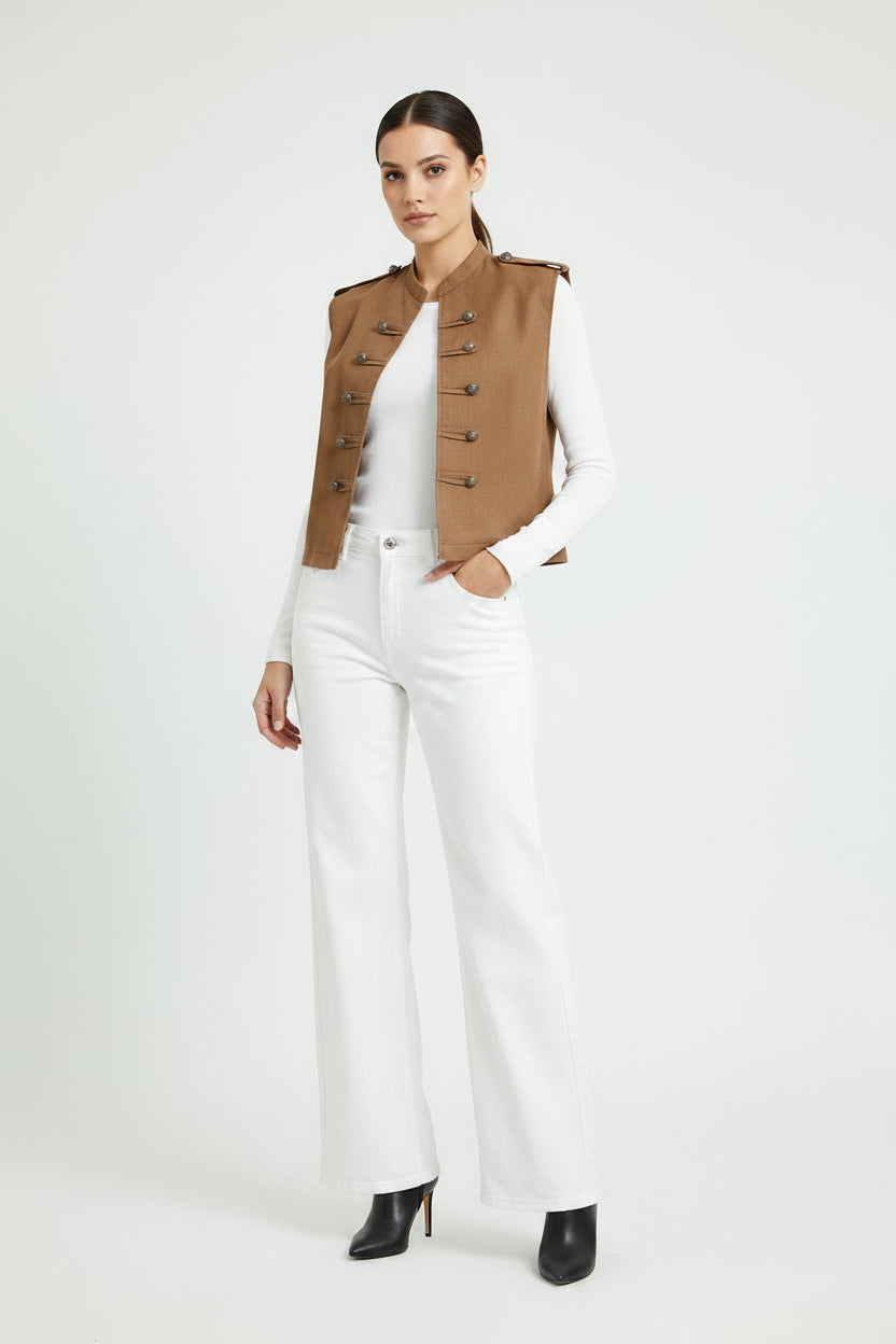 gilet bottoni cognac
