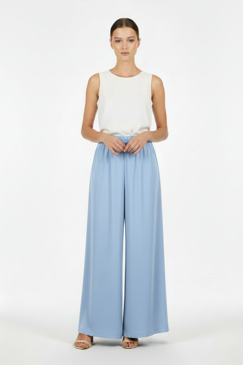 pantalone wide leg azzurri