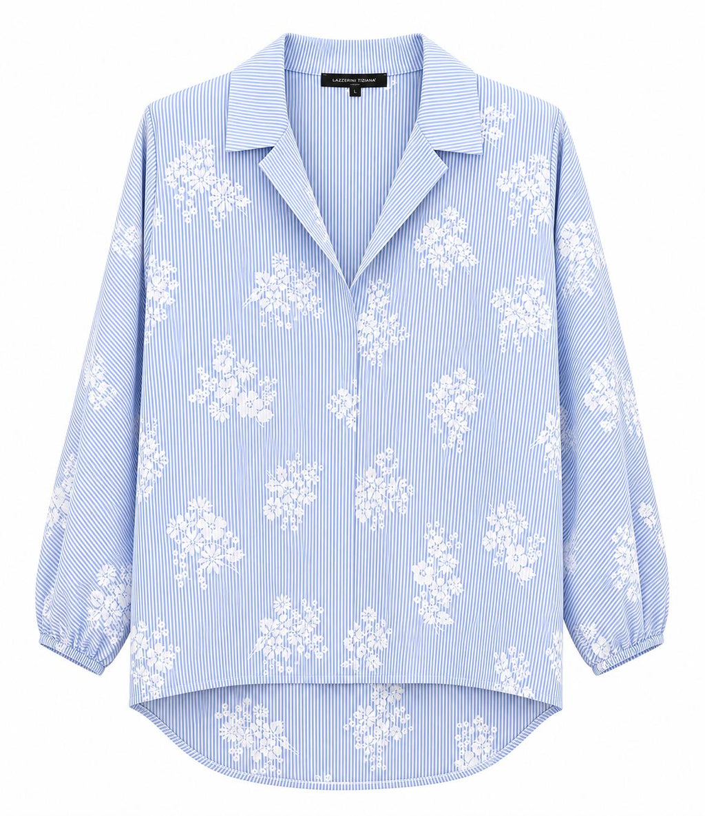 Camicetta azzurra righe fiori