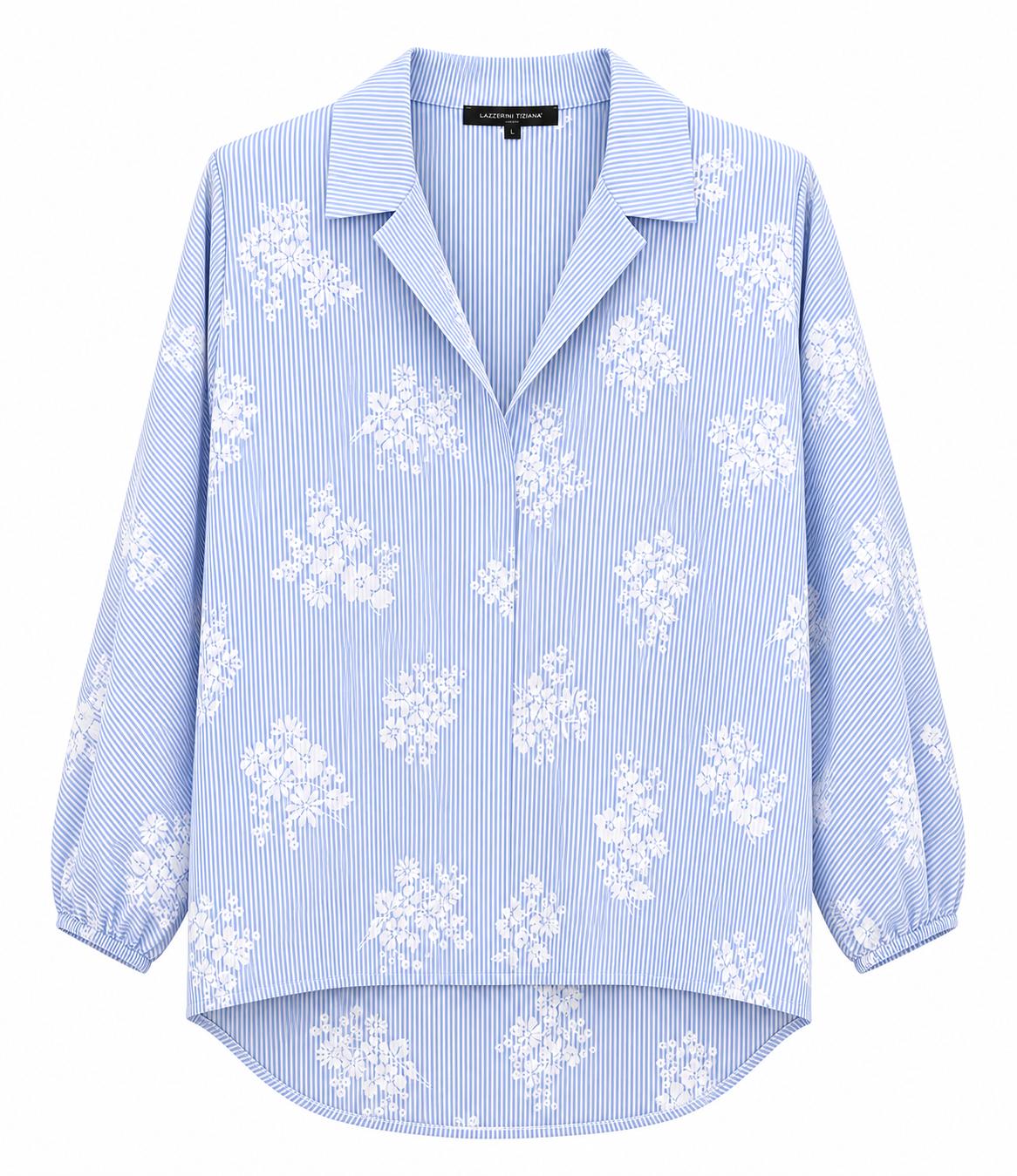 Camicetta azzurra righe fiori