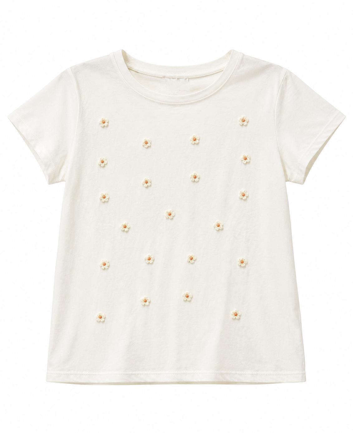 T-shirt Burro con margherite applicate