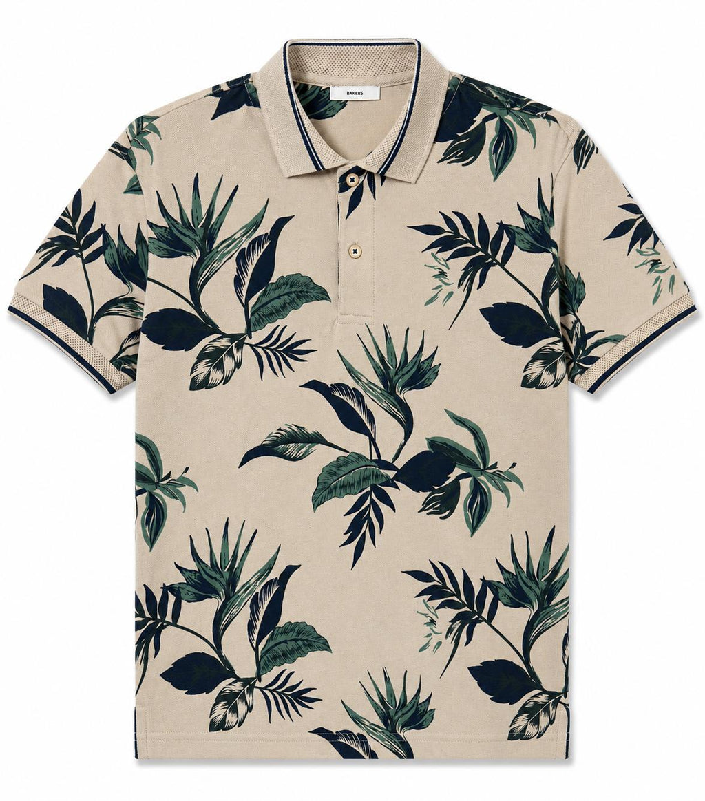 Polo Uomo fantasia Foglie beige