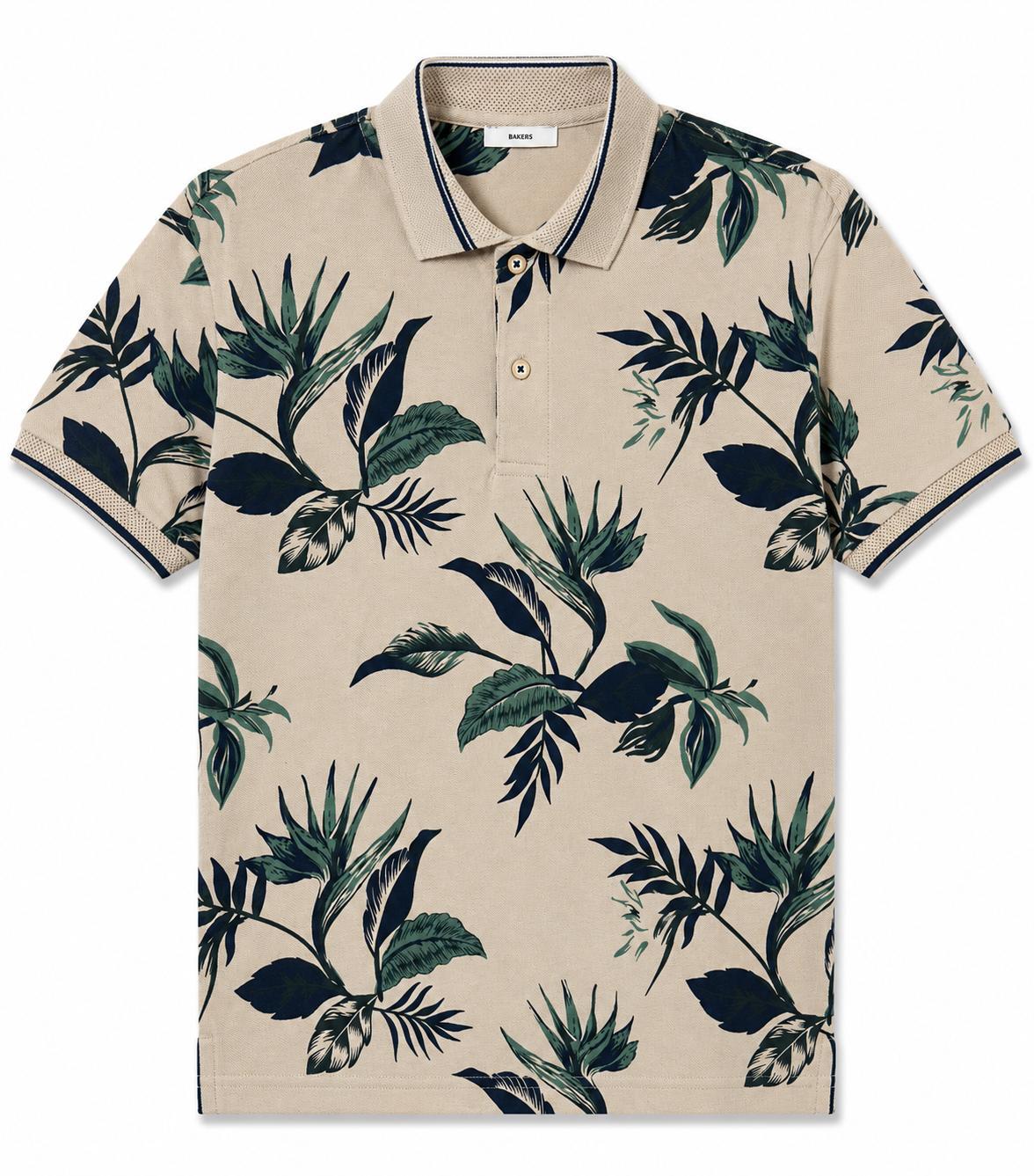 Polo Uomo fantasia Foglie beige